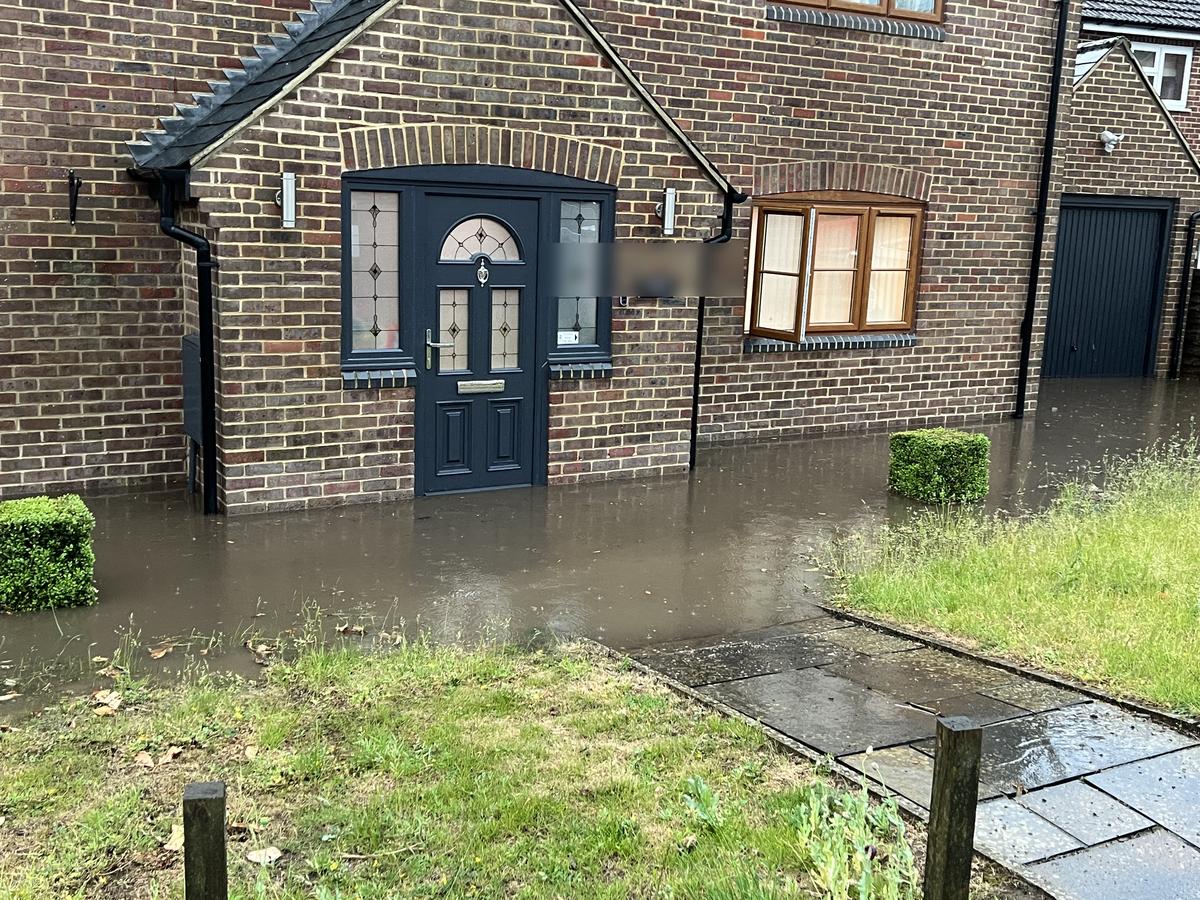 Floodwater at the front door — June 2023, Buckinghamshire